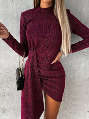 New hot stamping fashionable long sleeved dress casual party high neck dress