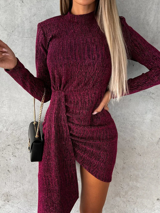 New hot stamping fashionable long sleeved dress casual party high neck dress