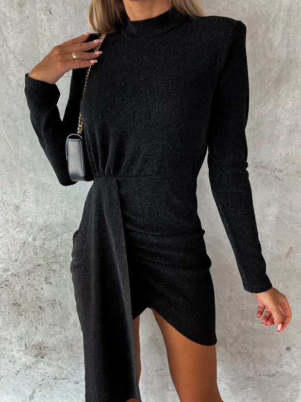 New hot stamping fashionable long sleeved dress casual party high neck dress