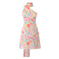 Asymmetric printed diagonal shoulder jumpsuit short skirt